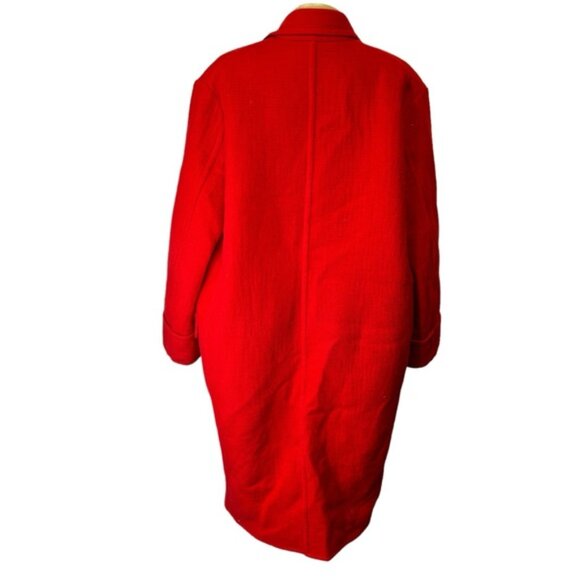 HELMUT LANG Red Wool Blanket Coat Large Oversized Overcoat Pea Coat Jacket - Picture 8 of 14